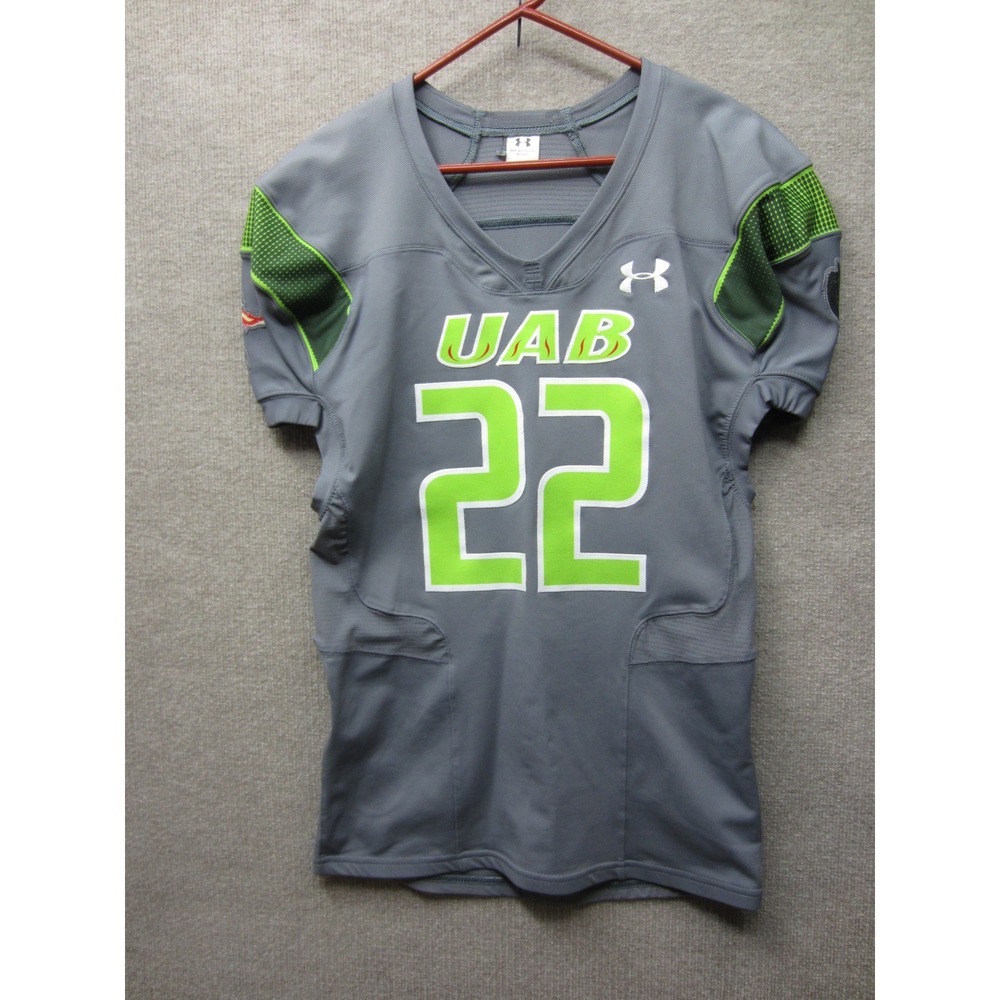Under Armour UAB Blazers Football Jersey Mens XL Grey Neon Green Team Issued 22